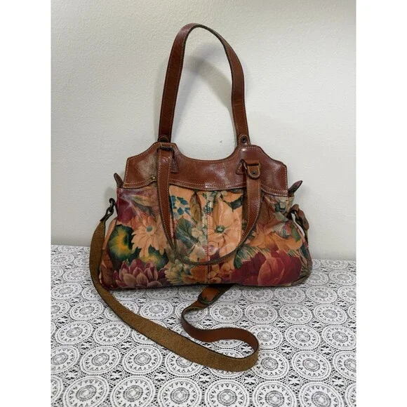 PATRICIA NASH LRG SATCHEL SHOULDER HANDBAG FLORAL PRINT ITALIAN LEATHER DUST BAG - Picture 8 of 15